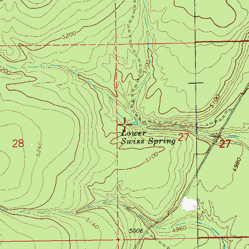 Topographic Map of Lower Swiss Spring, OR