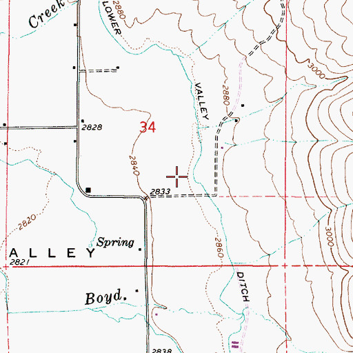 Topographic Map of Lower Valley Ditch, OR