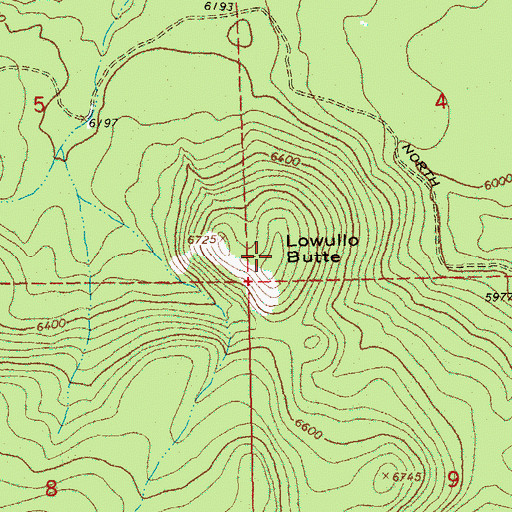Topographic Map of Lowullo Butte, OR
