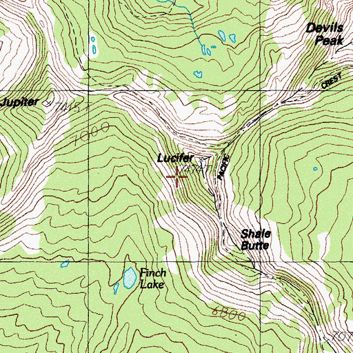 Topographic Map of Lucifer, OR