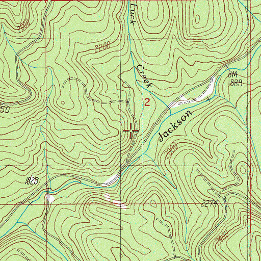 Topographic Map of Luck Creek, OR