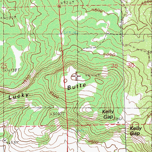 Topographic Map of Lucky Butte, OR