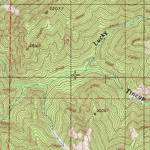Topographic Map of Lucky Creek, OR