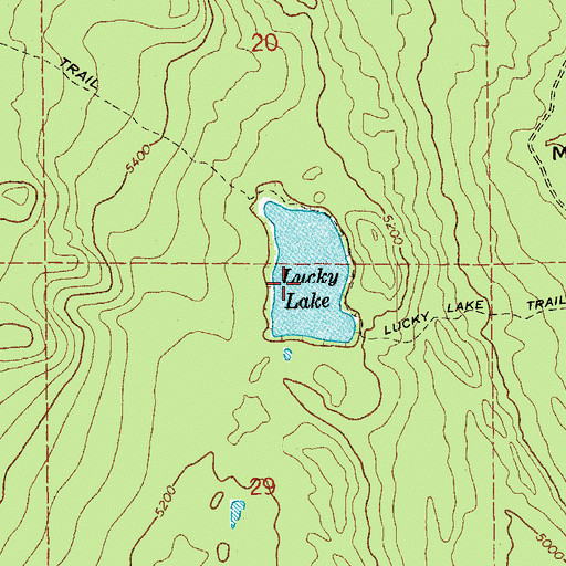 Topographic Map of Lucky Lake, OR