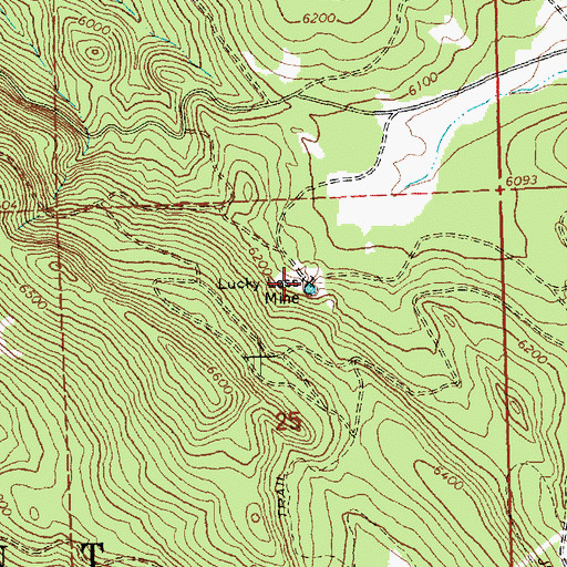 Topographic Map of Lucky Lass Mine, OR