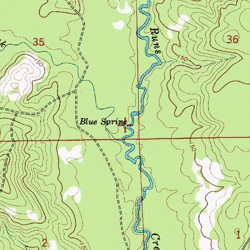 Topographic Map of Blue Spring, AL