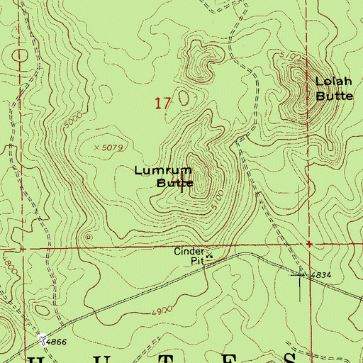 Topographic Map of Lumrum Butte, OR