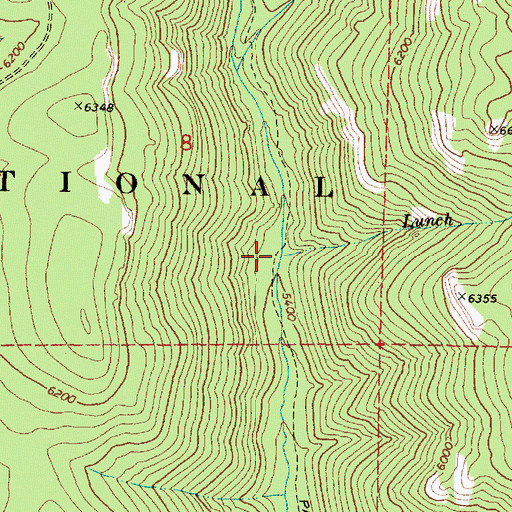 Topographic Map of Lunch Creek, OR