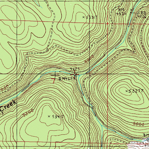 Topographic Map of Lunch Creek, OR