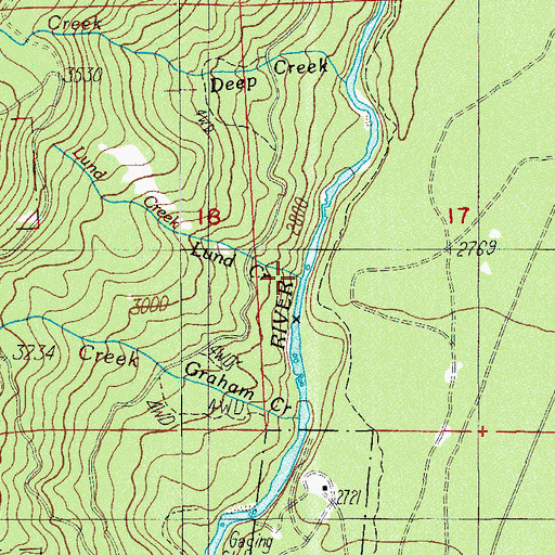 Topographic Map of Lund Creek, OR