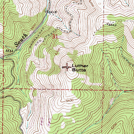 Topographic Map of Luther Butte, OR
