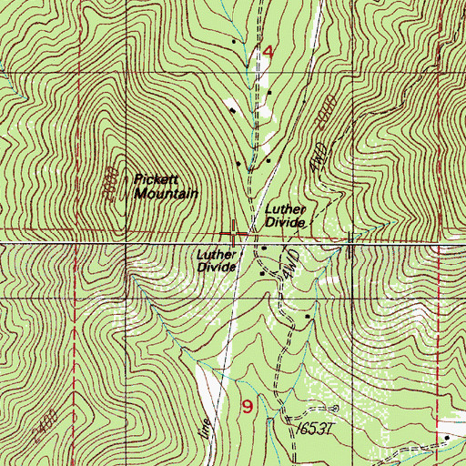 Topographic Map of Luther Divide, OR