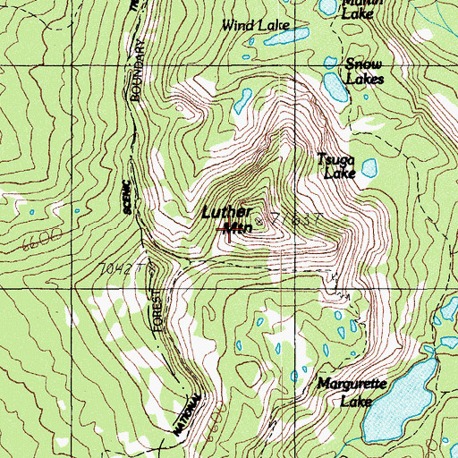 Topographic Map of Luther Mountain, OR