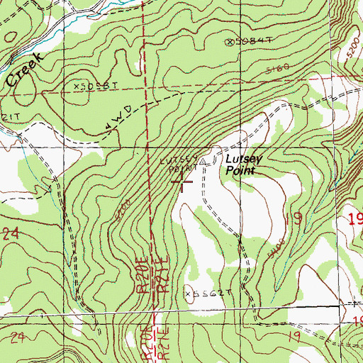 Topographic Map of Lutsey Point, OR