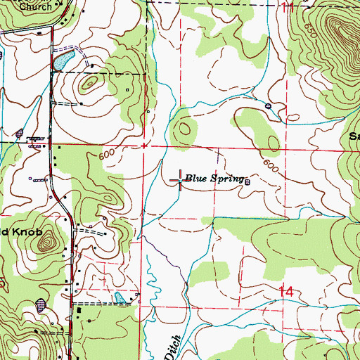 Topographic Map of Blue Spring, AL