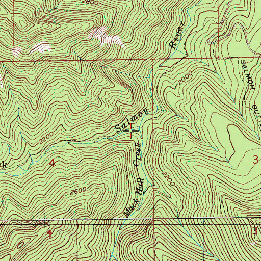 Topographic Map of Mack Hall Creek, OR
