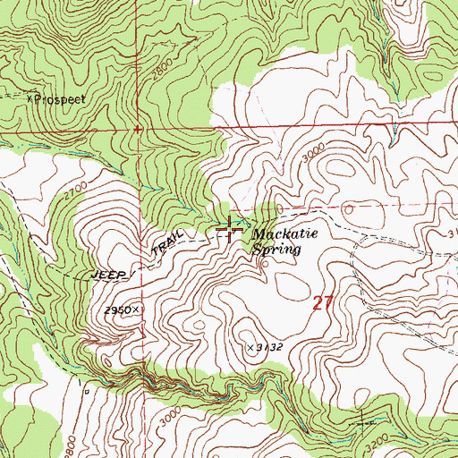 Topographic Map of Mackatie Spring, OR