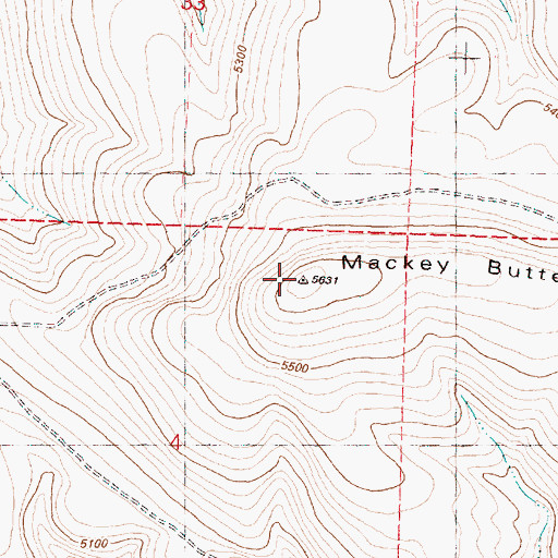 Topographic Map of Mackey Butte, OR