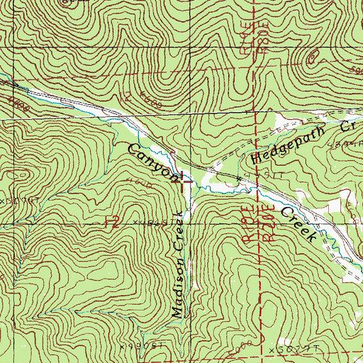 Topographic Map of Madison Creek, OR