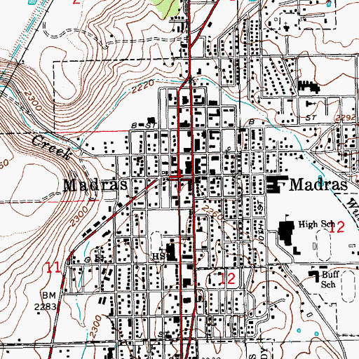 Topographic Map of Madras, OR