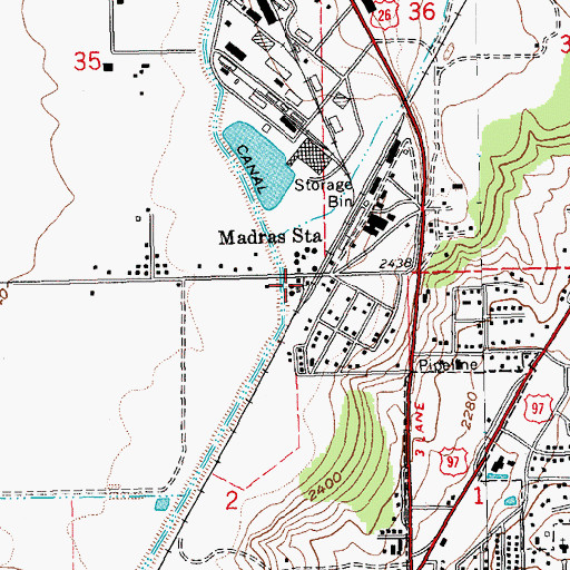 Topographic Map of Madras Station, OR