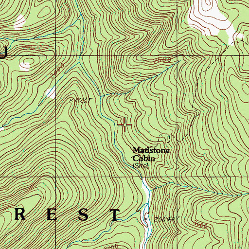 Topographic Map of Madstone Cabin, OR