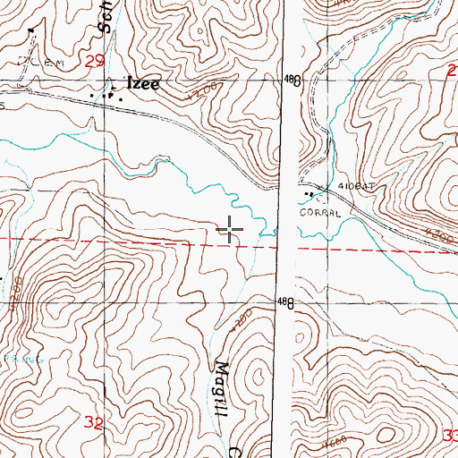 Topographic Map of Magill Creek, OR
