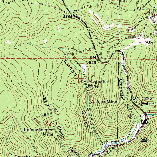 Topographic Map of Magnolia Mine, OR