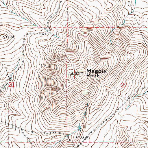 Topographic Map of Magpie Peak, OR