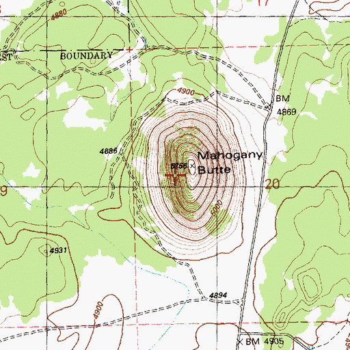 Topographic Map of Mahogany Butte, OR