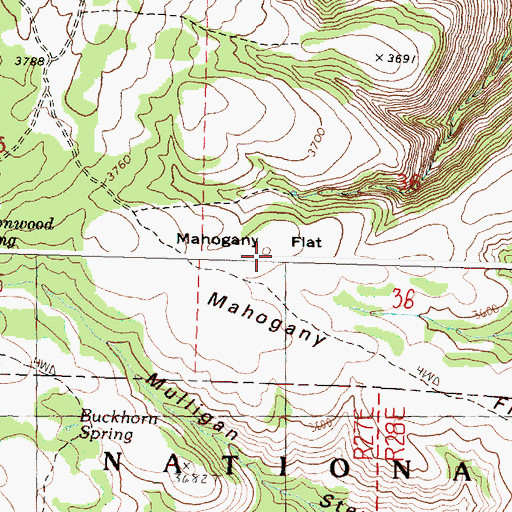 Topographic Map of Mahogany Flat, OR