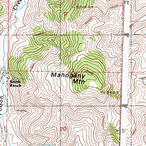 Topographic Map of Mahogany Mountain, OR