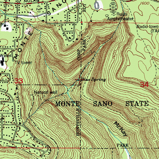 Topographic Map of Blue Spring, AL