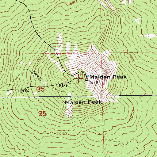 Topographic Map of Maiden Peak, OR