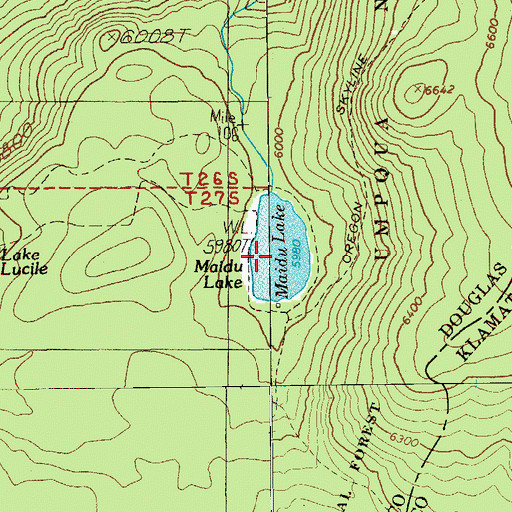Topographic Map of Maidu Lake, OR