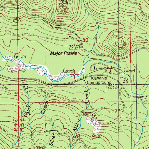 Topographic Map of Major Creek, OR
