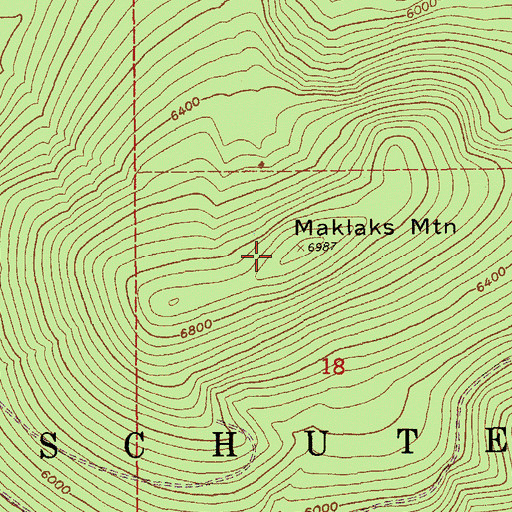Topographic Map of Maklaks Mountain, OR