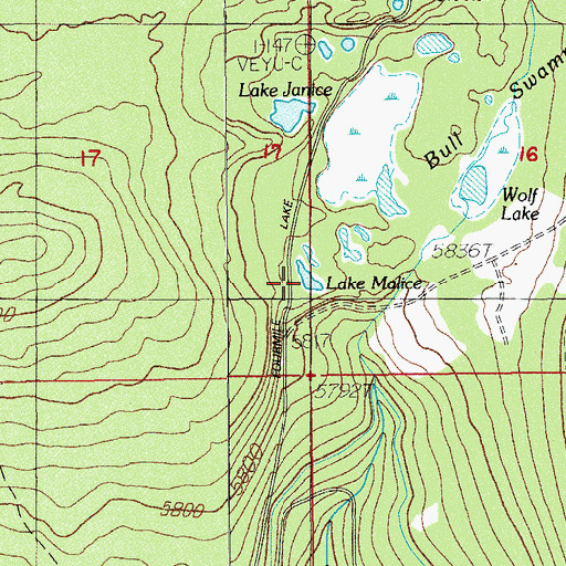 Topographic Map of Lake Malice, OR