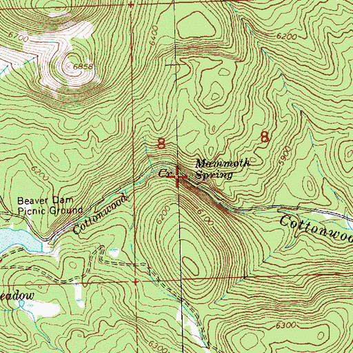 Topographic Map of Mammoth Spring, OR