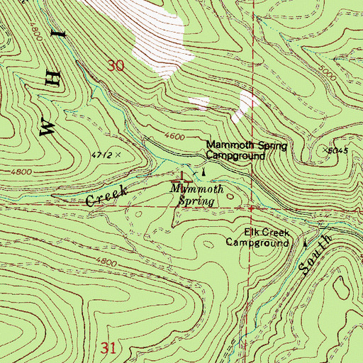 Topographic Map of Mammoth Spring, OR