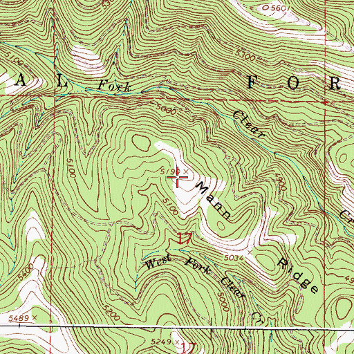 Topographic Map of Mann Ridge, OR