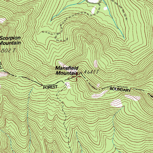 Topographic Map of Mansfield Mountain, OR