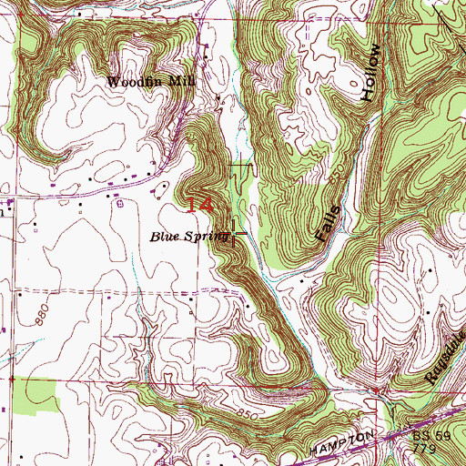 Topographic Map of Blue Spring, AL
