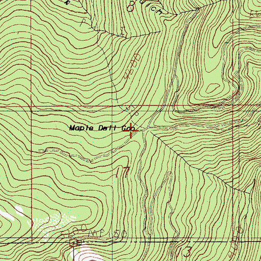 Topographic Map of Maple Dell Gap, OR