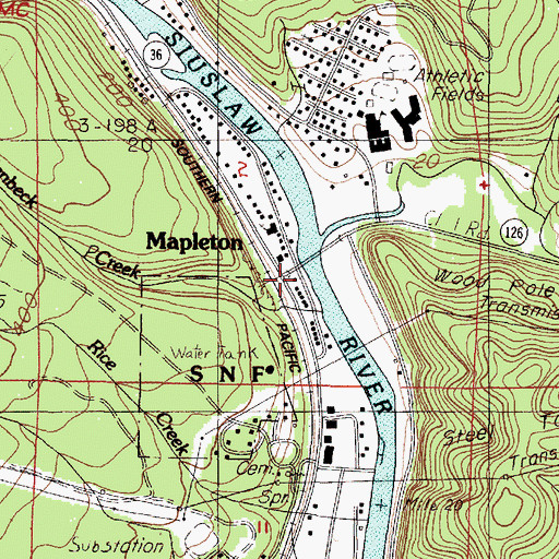 Topographic Map of Mapleton, OR