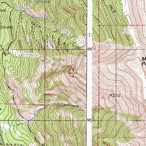 Topographic Map of Marble Point, OR