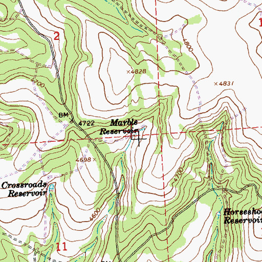 Topographic Map of Marble Reservoir, OR