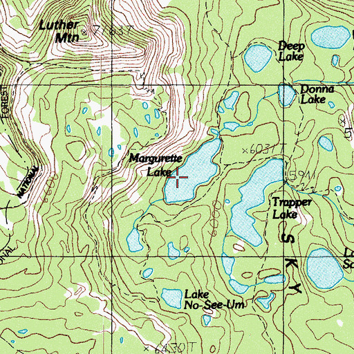Topographic Map of Margurette Lake, OR