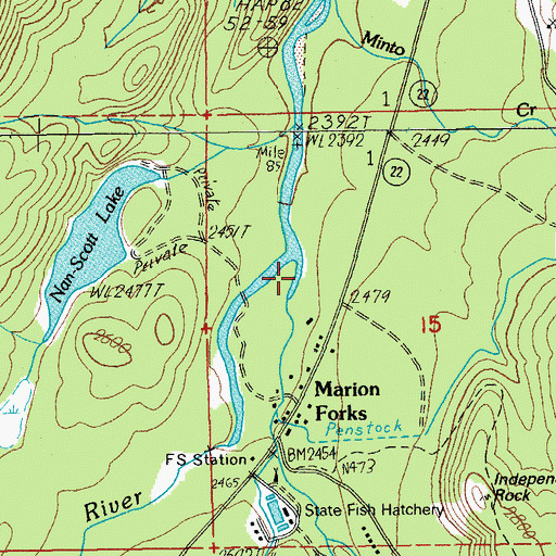 Topographic Map of Marion Creek, OR