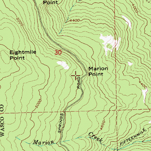 Topographic Map of Marion Point, OR